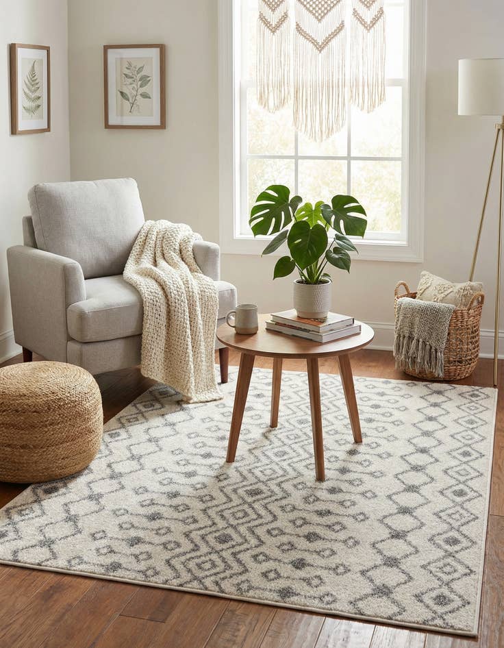 Detail image of  4' x 4' Moroccan Trellis Square Rug