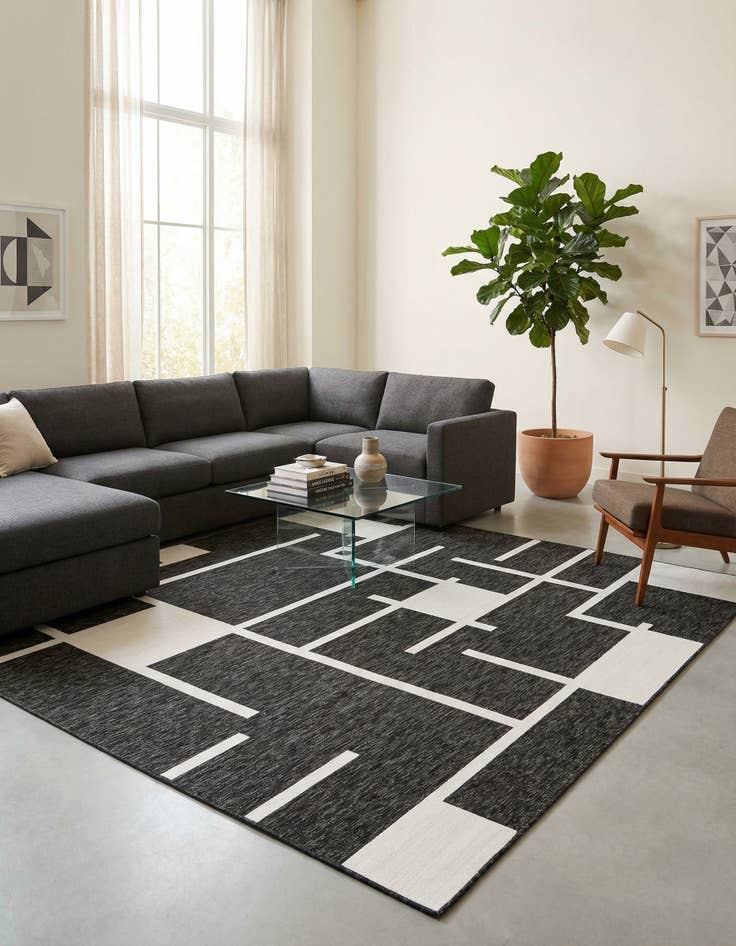 Detail image of  10' x 10'  Washable Modern Indoor / Outdoor Square Rug