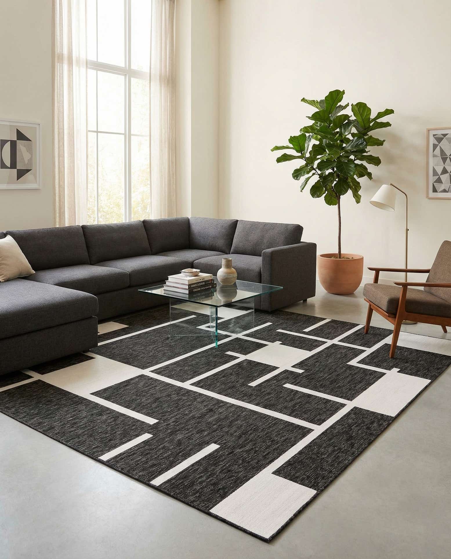 10' x 10' Easy-Clean Modern Indoor / Outdoor Square Rug