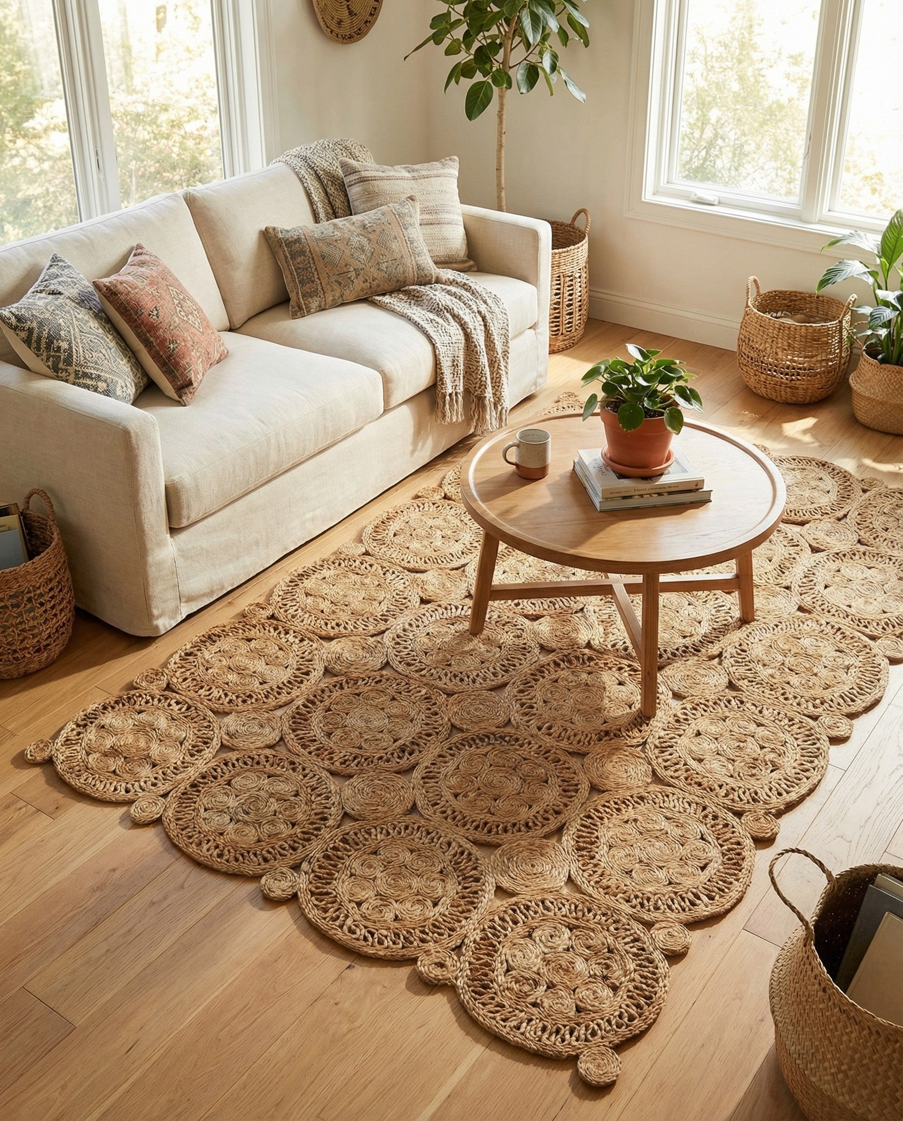 4' 1 x 6' 1 Handmade Braided Jute Rug