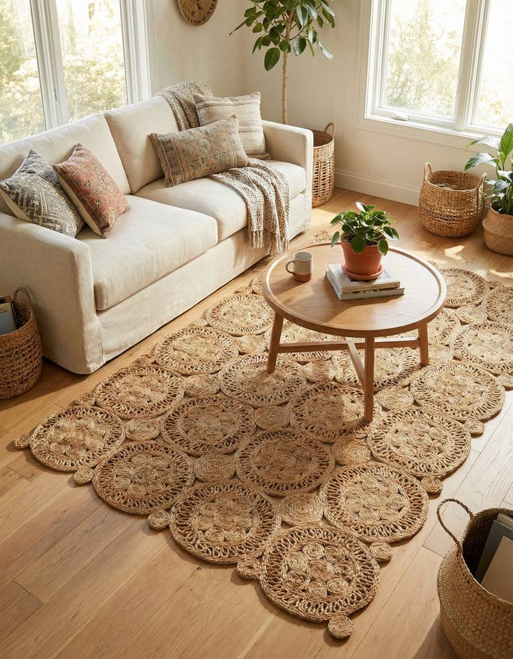 Detail image of 4' 1 x 6' 1  Hand Braided Jute Rug