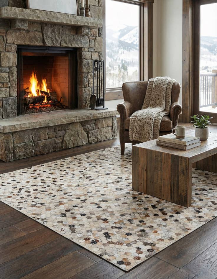 Detail image of 5' 4 x 7' 6 Cowhide Stocks Rug