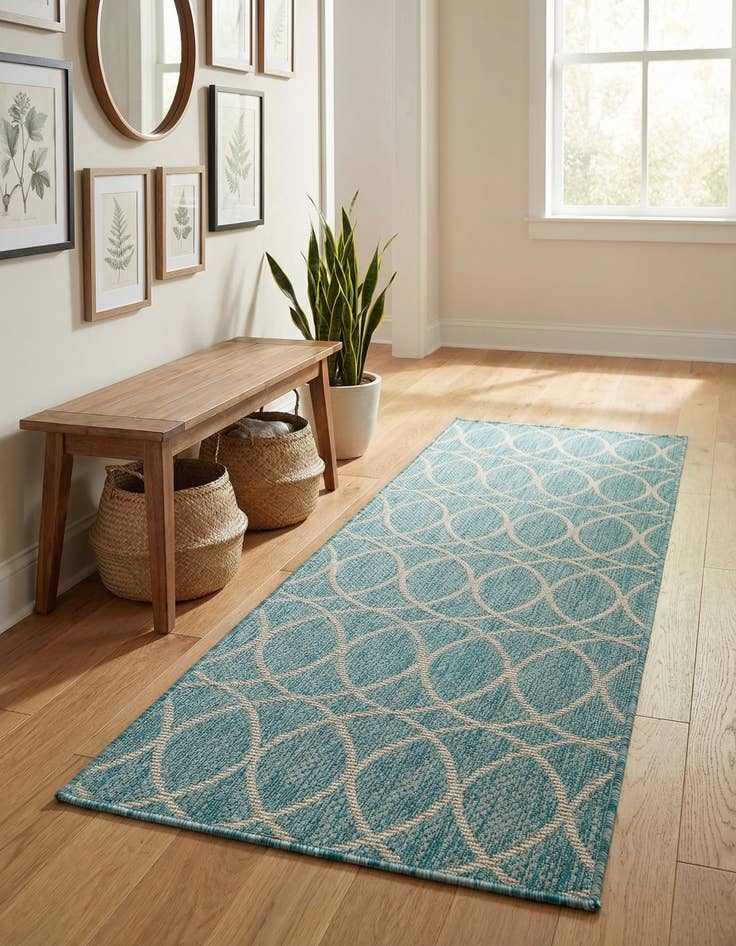 Detail image of 2' x 6'  Washable Trellis Indoor / Outdoor Runner Rug