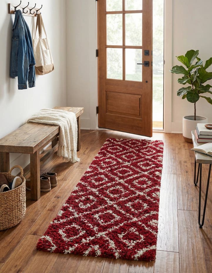 2' x 6' Lattice Shag Runner Rug