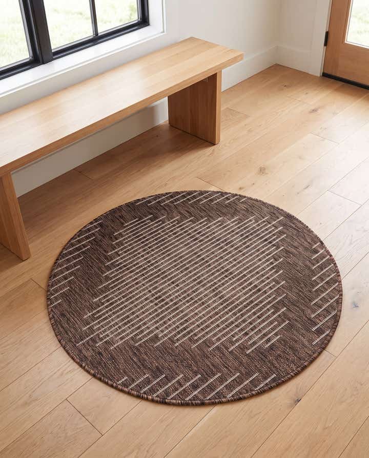 3' x 3' Easy-Clean Modern Indoor / Outdoor Round Rug