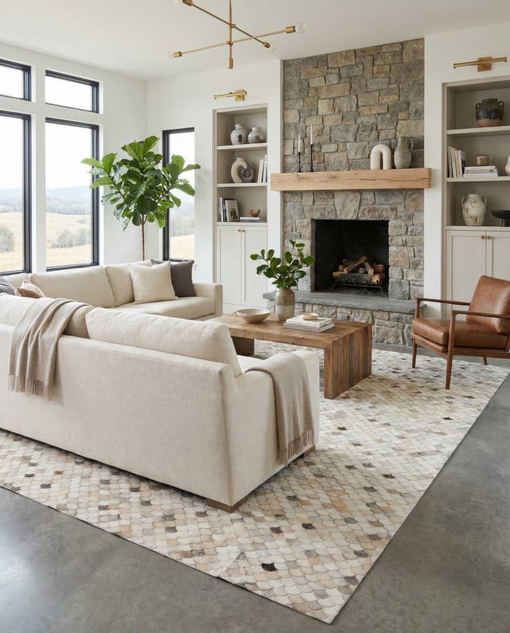 Detail image of 8' x 10' Cowhide Leather Rug