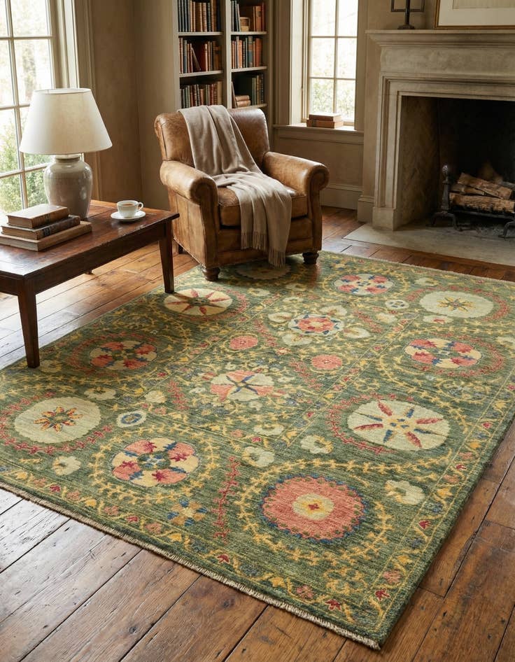 Detail image of 5' x 6' 3  Hand Knotted Ariana Ziegler Oriental Rug