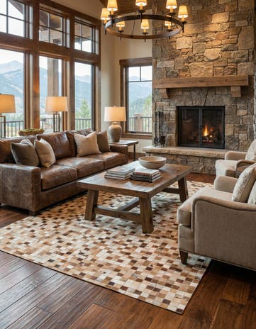 5' x 7' 10 Cowhide Leather Rug