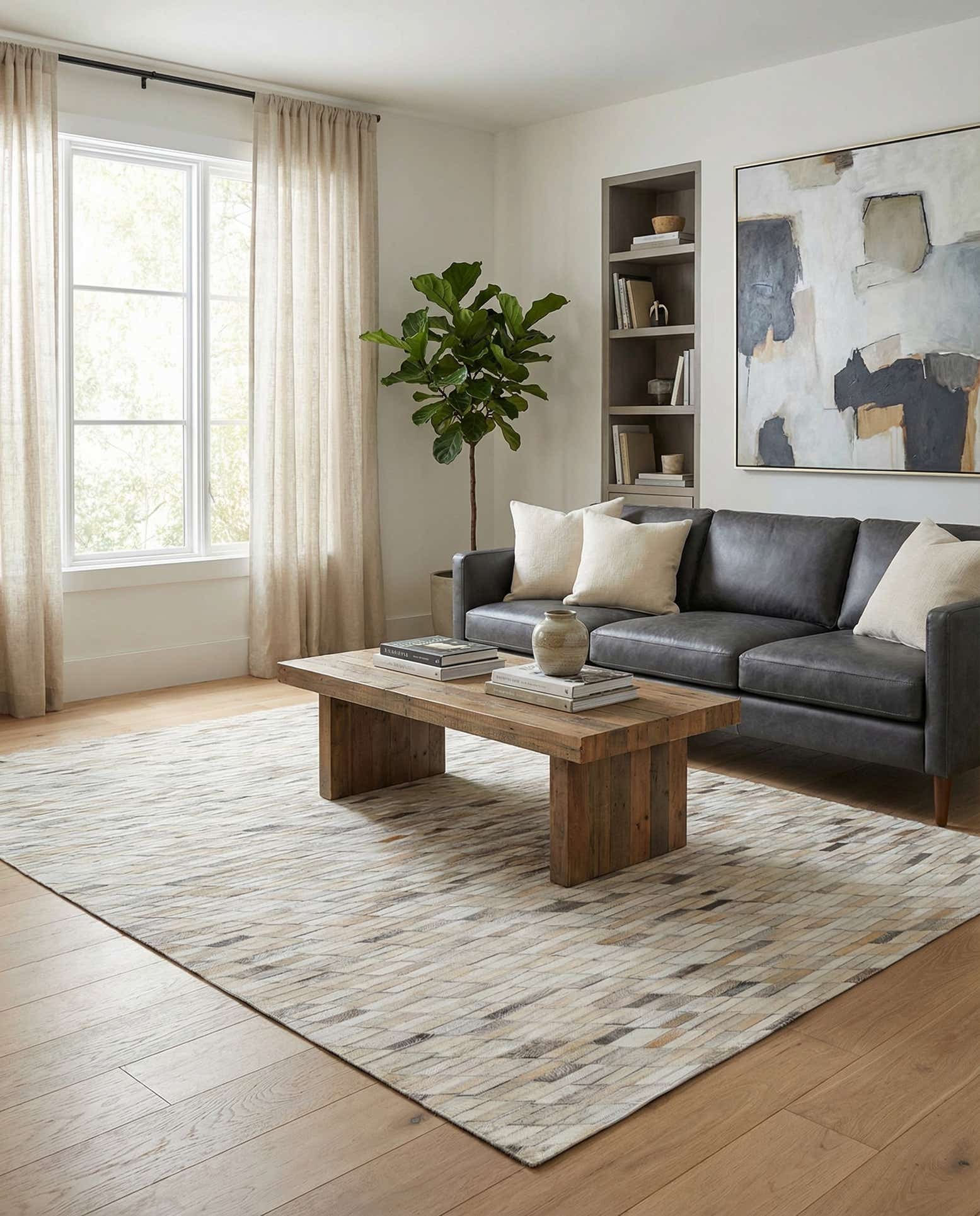 5' x 8' Cowhide Leather Rug
