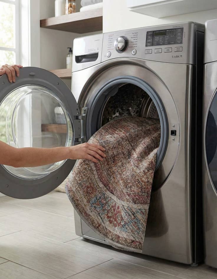 Detail image of 3' 3 x 3' 3  Washable Nostalgia Round Rug