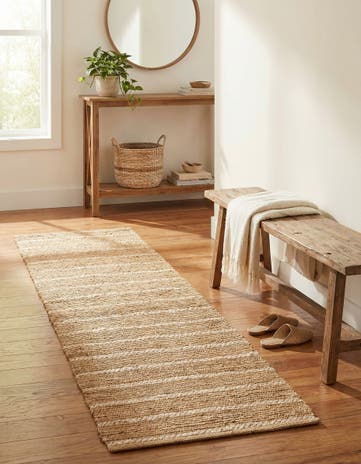 2' x 6' 1 Hand Braided Laurel Handwoven Jute Runner Rug
