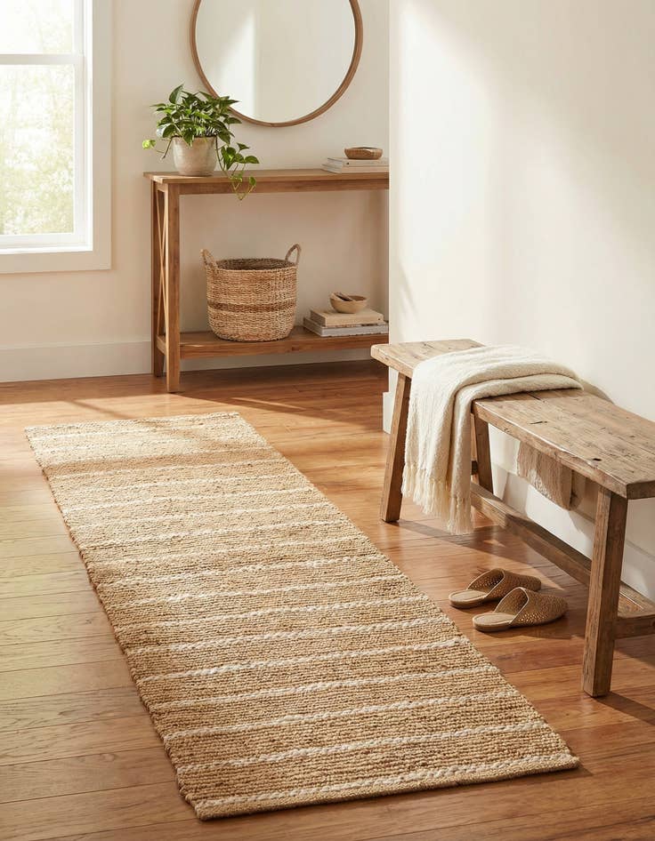 Detail image of 2' x 6' 1  Hand Braided Laurel Handwoven Jute Runner Rug