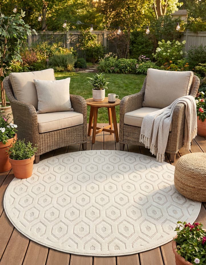 5' 3 x 5' 3 Easy-Clean Trellis Textured Indoor...