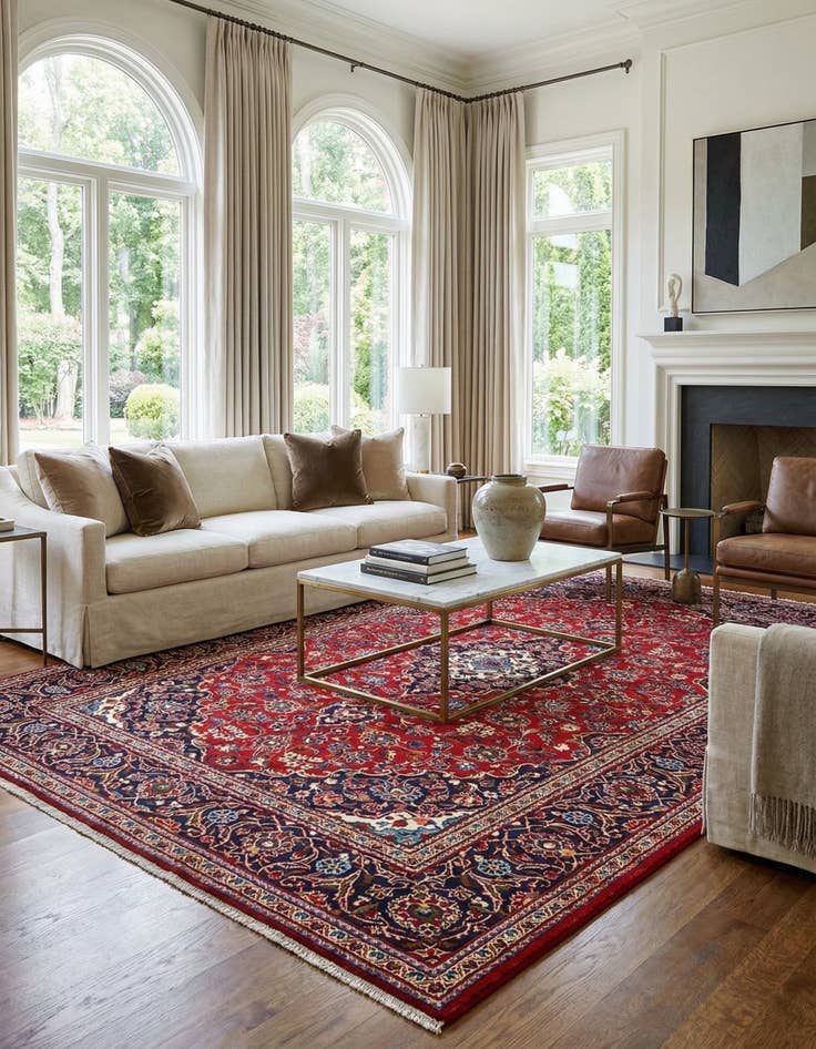 Detail image of  7' 11 x 10' 11 Kashan Wool Rug