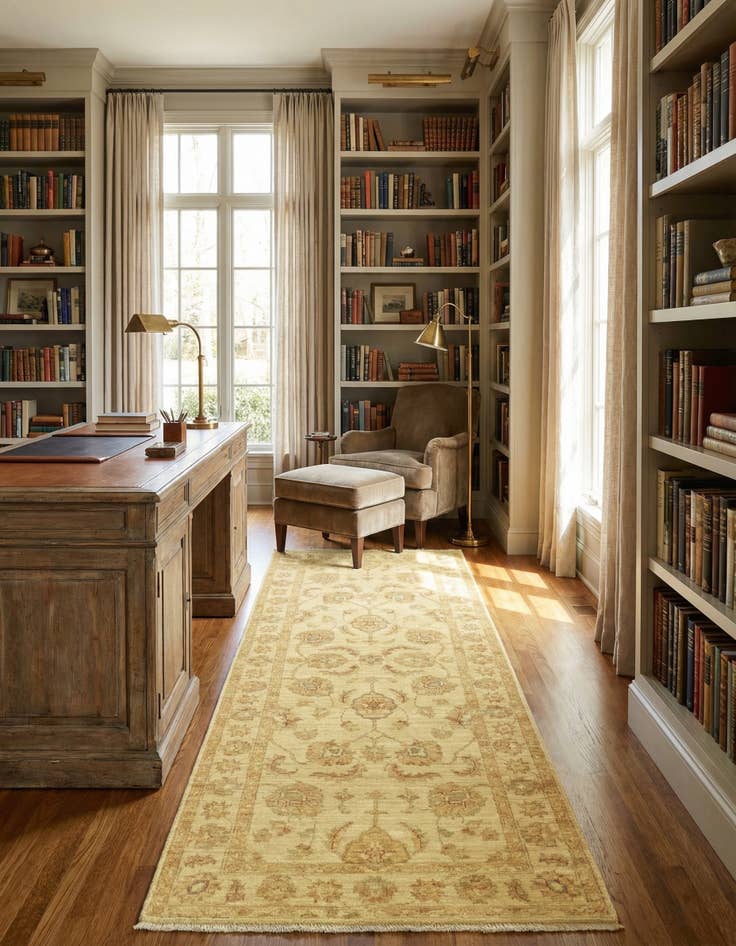 Detail image of 2' 7 x 6' 7  Hand Knotted Peshawar Ziegler Runner Rug