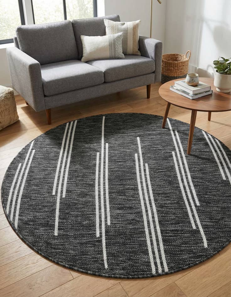 Detail image of  3' 1 x 3' 1  Washable Modern Indoor / Outdoor Round Rug