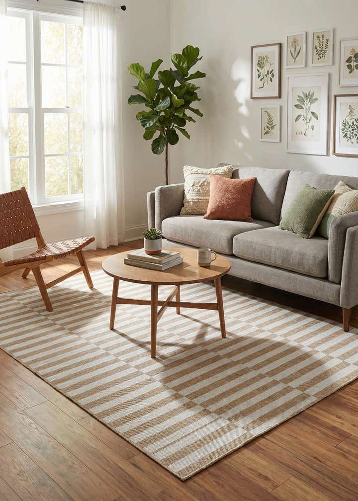 5' 3 x 7' Easy-Clean Striped Indoor / Outdoor Rug