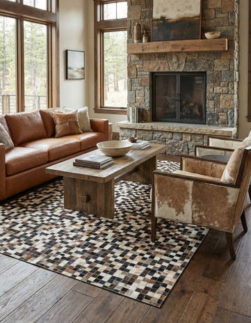 5' 1 x 8' Cowhide Leather Rug