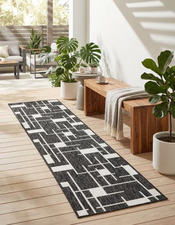 2' 7 x 12' Easy-Clean Modern Indoor / Outdoor Runner Rug