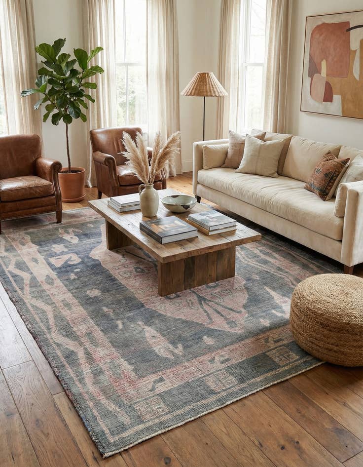 Detail image of 9' x 12'  Hand Knotted Moroccan Wool Rug