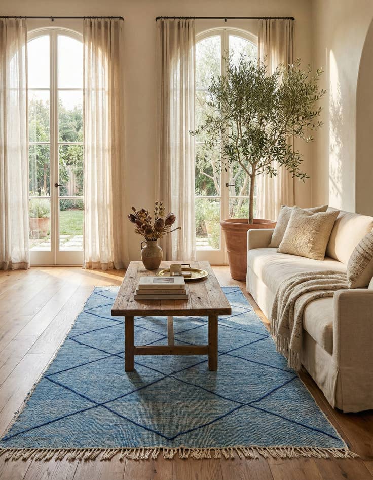 Detail image of  4' 8 x 7' 9  Hand Knotted Moroccan Wool Rug