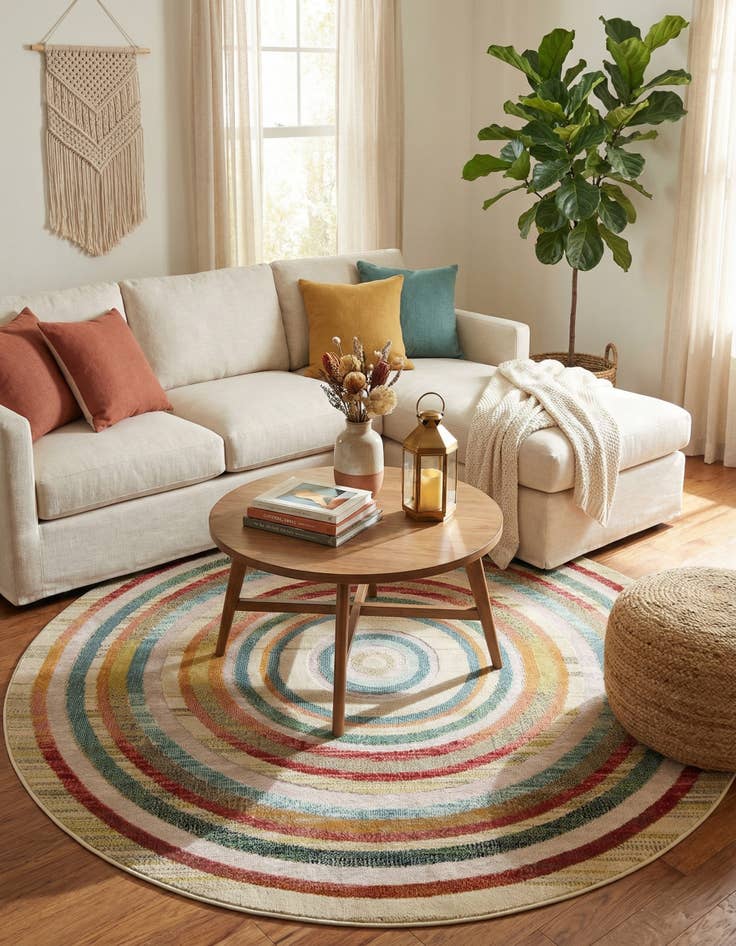 Detail image of 7' 10 x 7' 10 Easy-Clean Casablanca Indoor / Outdoor Round Rug