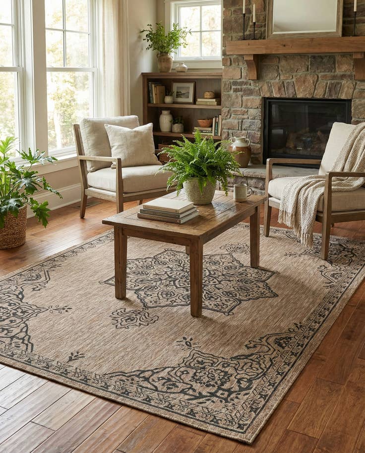 Detail image of 6' x 9' Easy-Clean Traditional Indoor / Outdoor Rug