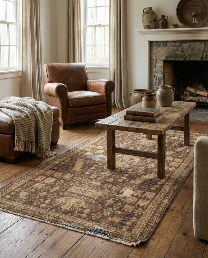 3' 5 x 6' 5 Hand Knotted Ultra Vintage Persian Wool Rug