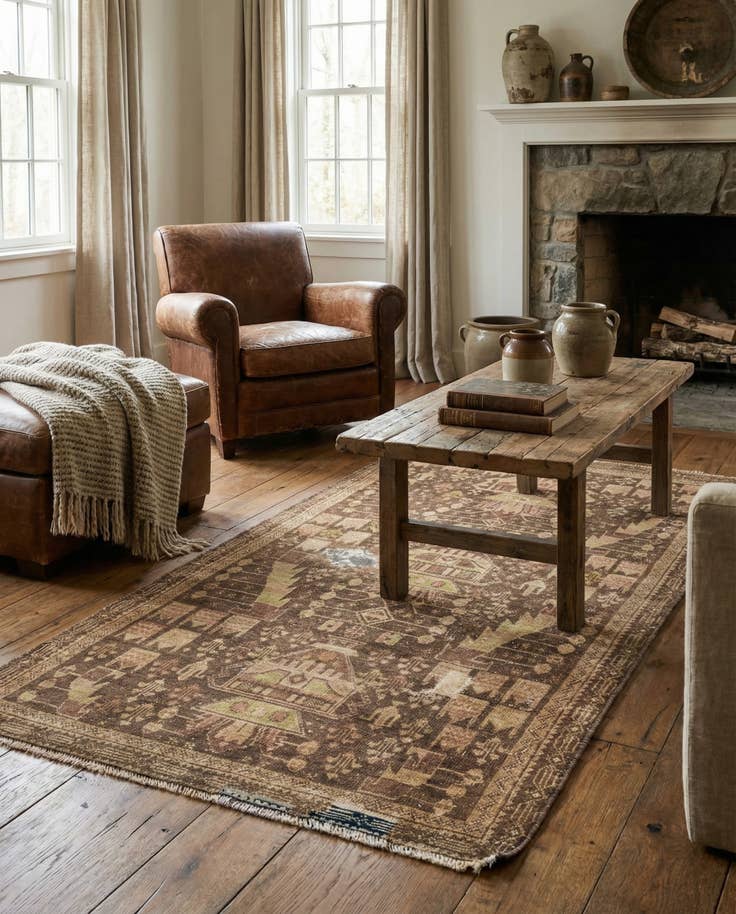 Detail image of 3' 5 x 6' 5 Hand Knotted Ultra Vintage Persian Wool Rug