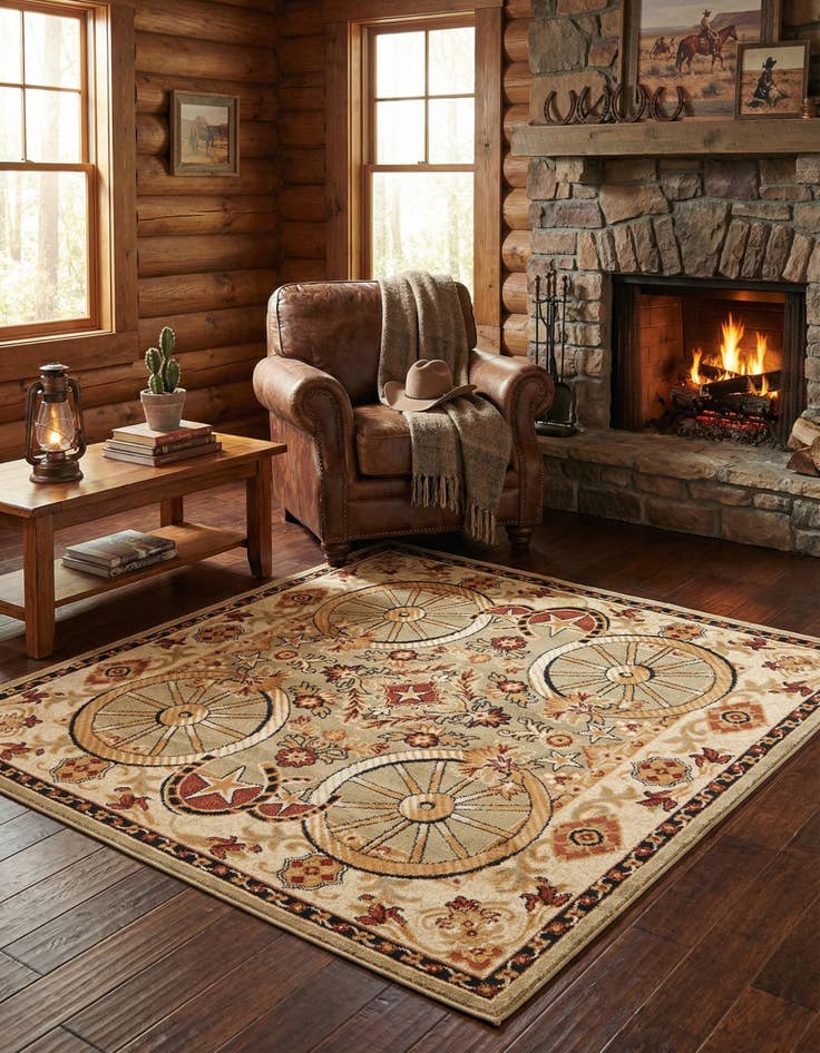 Detail image of 5' 3 x 5' 3 Pioneer Square Rug