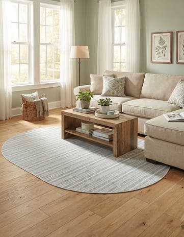 7' 10 x 10' Easy-Clean Ribbon Indoor / Outdoor Oval Rug