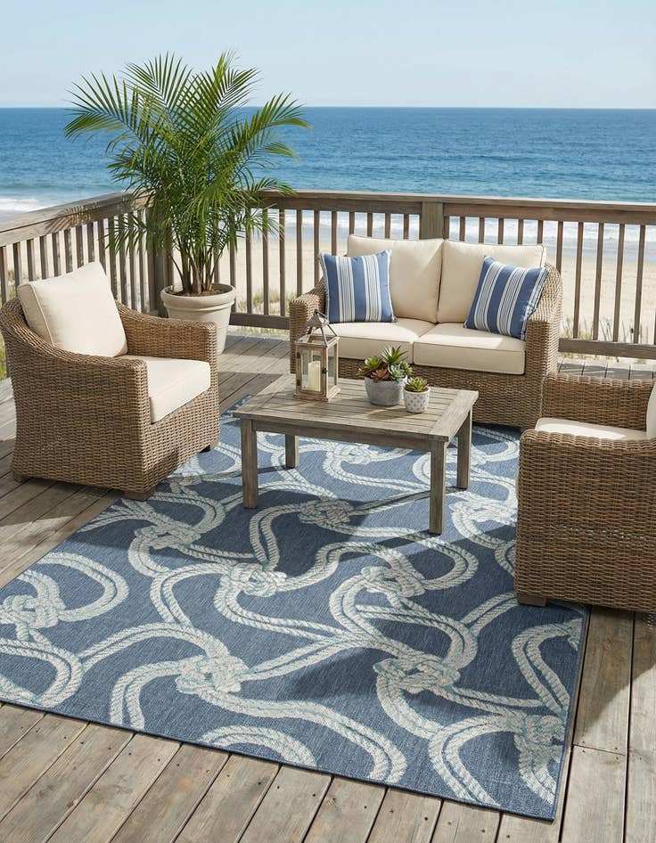Detail image of 9' x 12' Easy-Clean Coastal Indoor / Outdoor Rug
