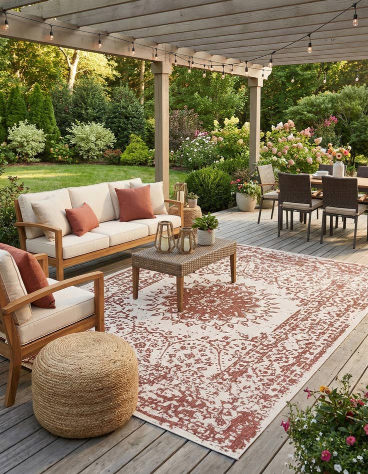 Detail image of  10' x 14'  Washable Traditional Indoor / Outdoor Rug