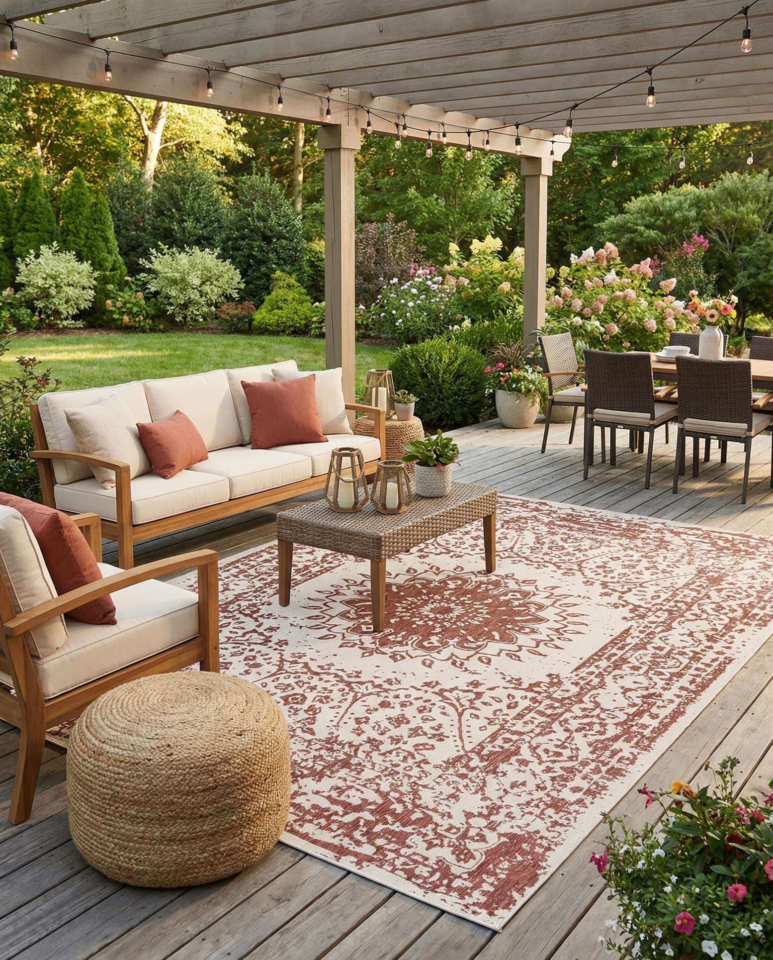 10' x 14' Easy-Clean Traditional Indoor / Outdoor Rug