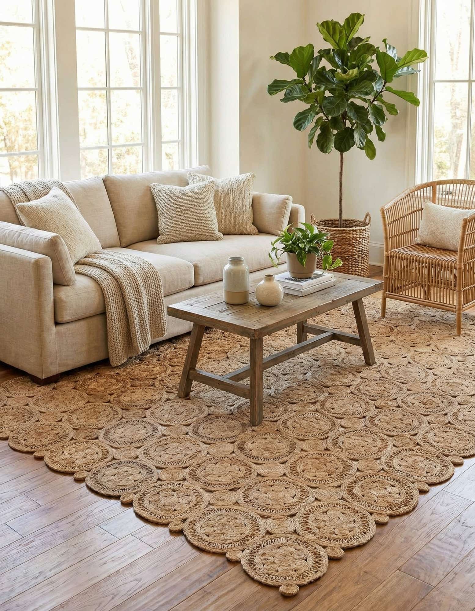 9' x 12' Handmade Braided Jute Rug