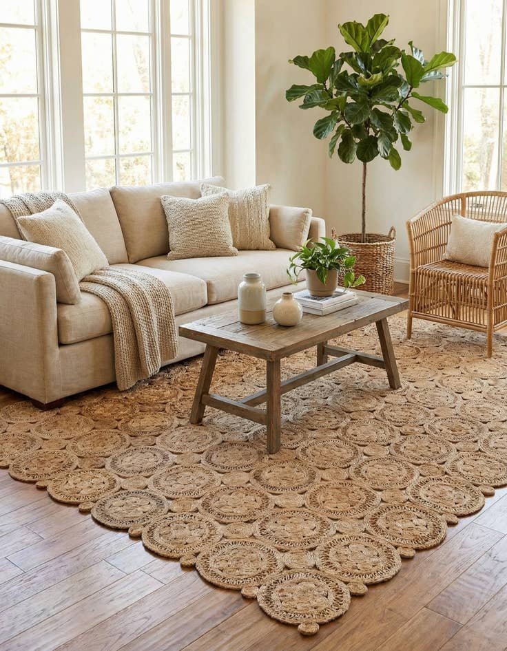 Detail image of 9' x 12'  Hand Braided Jute Rug