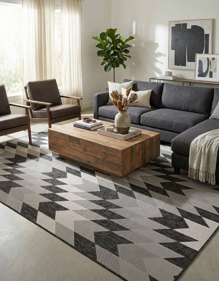 Detail image of  7' 10 x 10'  Washable Modern Indoor / Outdoor Rug