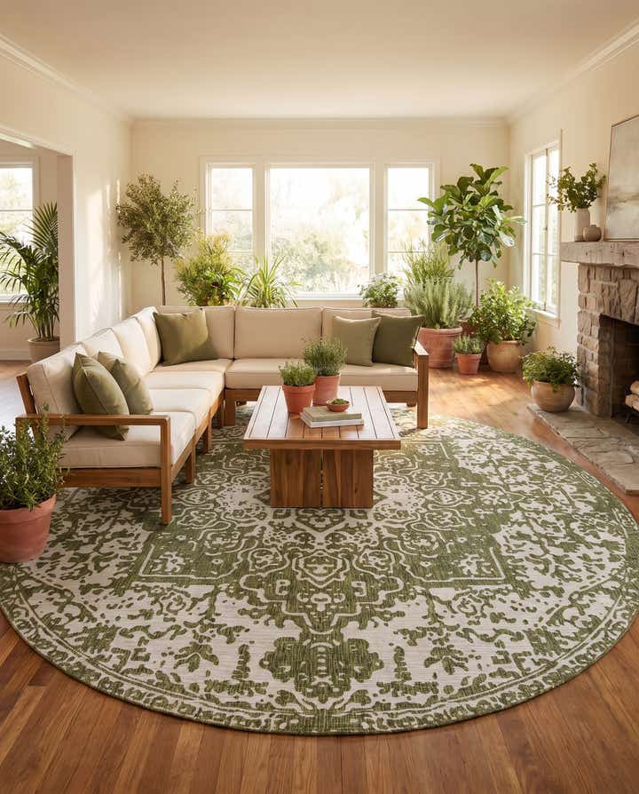 13' x 13' Easy-Clean Jill Zarin Dubai Indoor / Outdoor Round Rug