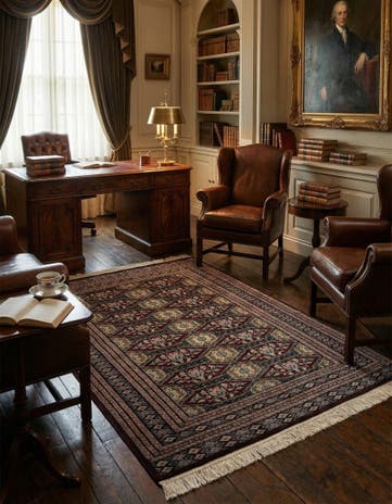 4' 3 x 5' 11 Hand Knotted Bokhara Oriental Wool Rug