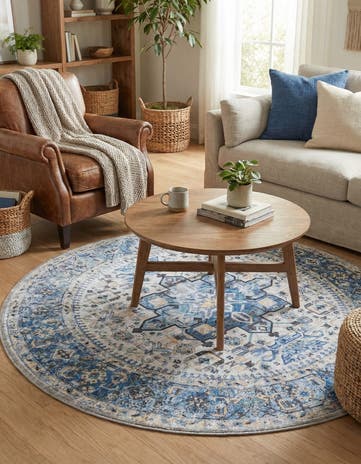 4' x 4' Washable Yara Round Rug
