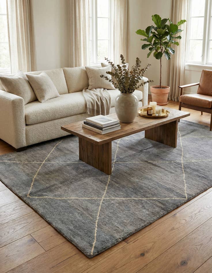 Detail image of 5' 7 x 8' 2  Hand Knotted Moroccan Wool Rug