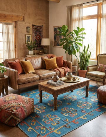 5' 6 x 7' 8 Hand Woven Kilim Suzani Wool Rug