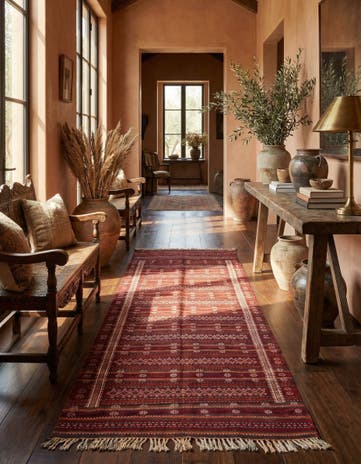 4' 10 x 11' Hand Woven Kilim Fars Wool Runner Rug