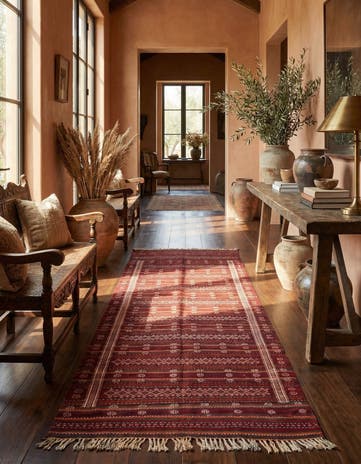 4' 10 x 11' Hand Woven Kilim Fars Wool Runner Rug