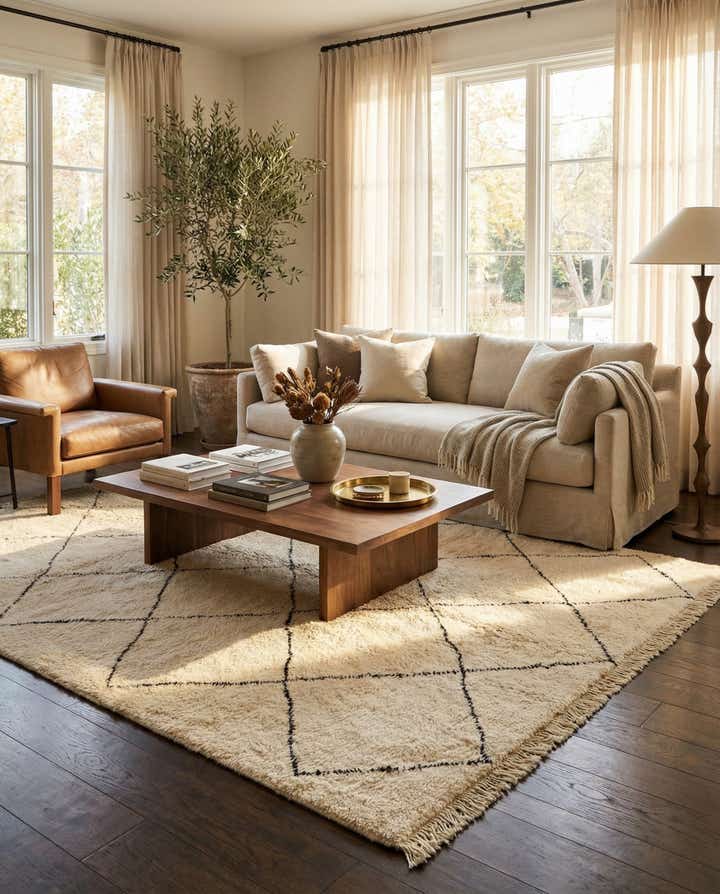 7' 1 x 9' 10 Hand Knotted Moroccan Wool Rug