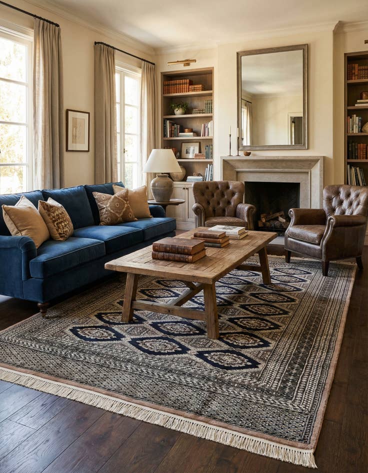 Detail image of 6' 5 x 8' 11  Hand Knotted Bokhara Oriental Rug