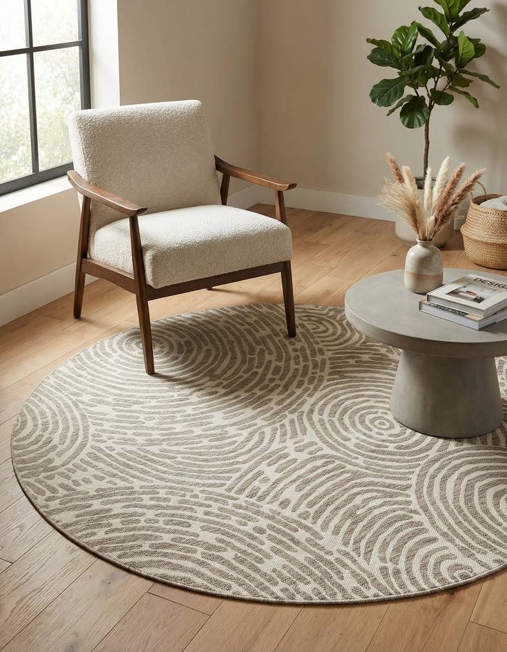 Detail image of 7' 10 x 7' 10  Washable Modern Indoor / Outdoor Round Rug