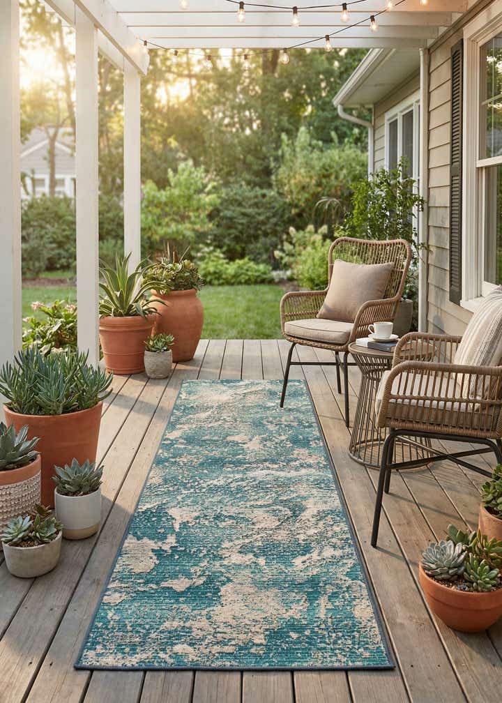 2' x 6' Easy-Clean Modern Indoor / Outdoor Runner Rug
