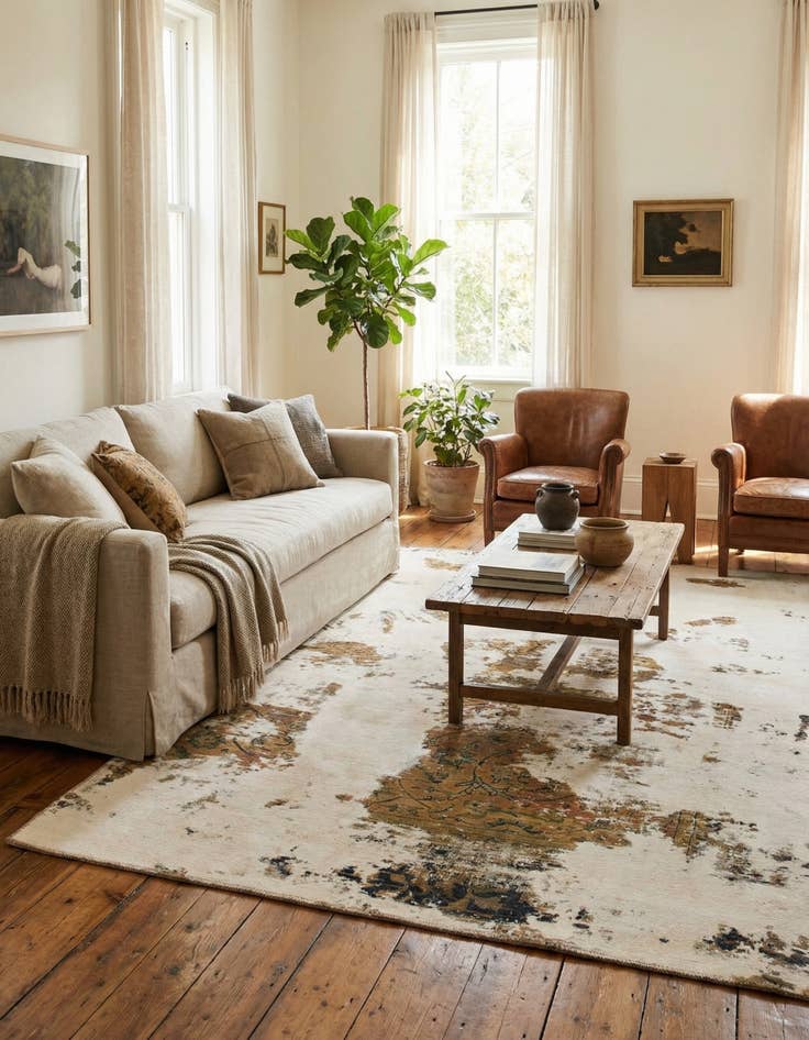 Detail image of 5' 7 x 8' 5  Hand Knotted Ultra Vintage Persian Wool Rug