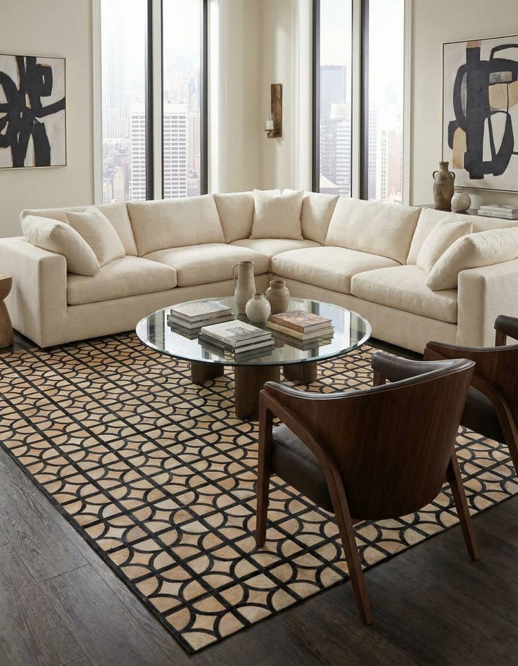 Detail image of 8' x 9' 10 Cowhide Leather Rug